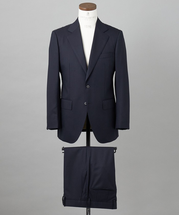 御幸毛織】 WOOL×SOLOTEX ストレッチスーツ（平織/ネイビー