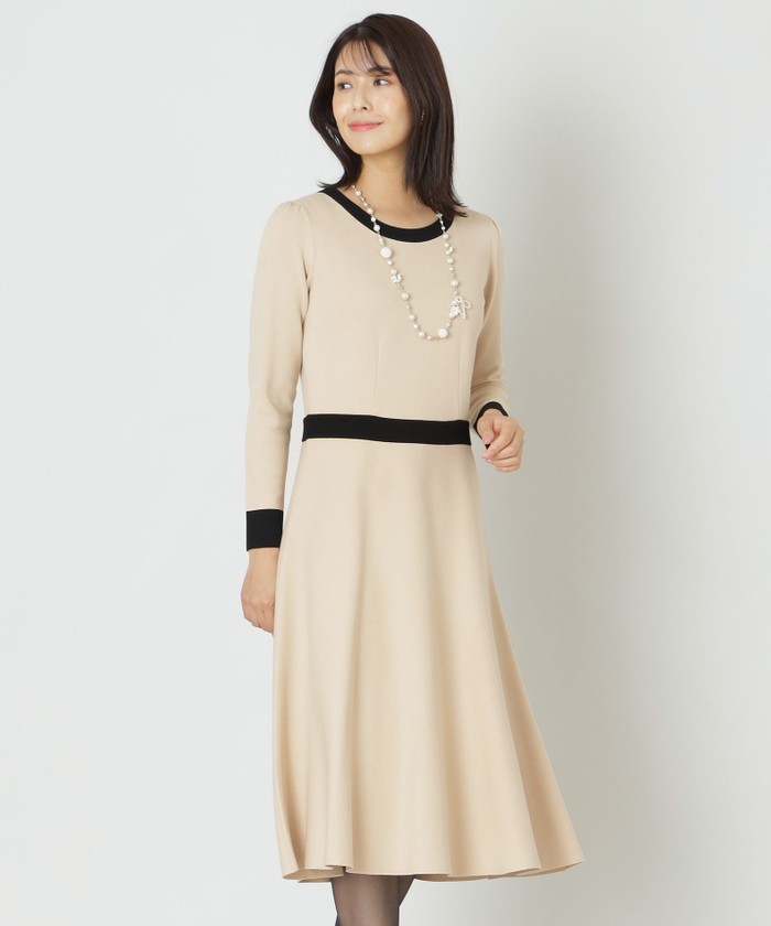 [美品]45R　ニットワンピース　コットンツイル　チェック　ベージュ　S ベージュ系｜ワンピース・ドレス｜TO BE CHIC(トゥー ビー シック