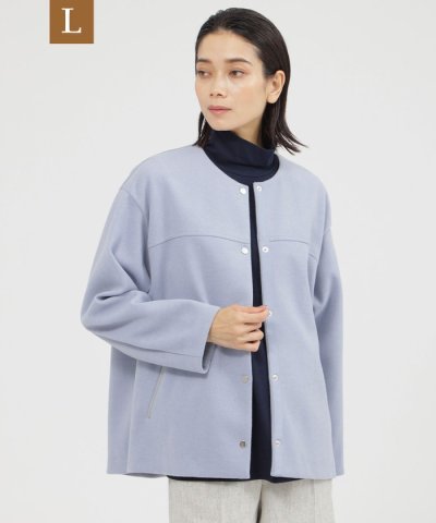 【L】【カタログ掲載品】【ウォッシャブル】ウールライクジャージノーカラージャケッ