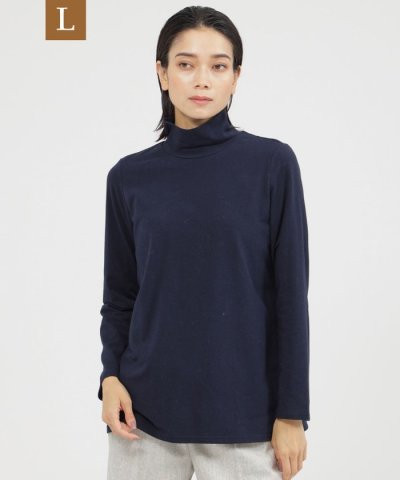 【L】【ウォッシャブル】ストレッチ天竺ハイネックカットソー