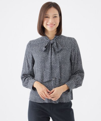 【ウォッシャブル】ジオメトリックプリントブラウス