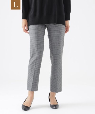 【L】【ウォッシャブル】ピーチツイルチェックテーパードパンツ