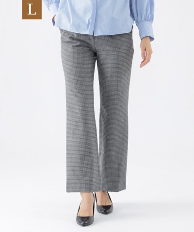 【L】【ウォッシャブル】ピーチツイルチェックパンツ