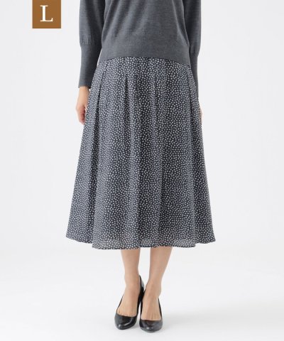 【L】【ウォッシャブル】ジオメトリックプリントタックスカート