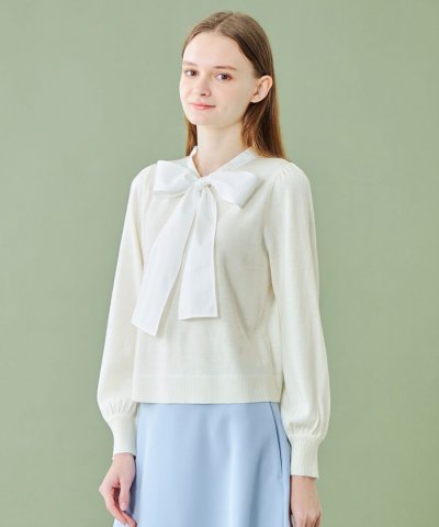 【WEB限定】ウールアクリルブレンドリボンニットプルオーバー