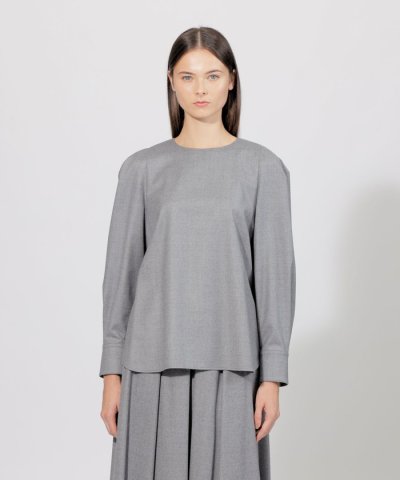 ウールフラノ クルーネックブラウス