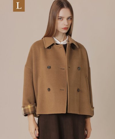 【L】【FYVIE/フィビー】リーバースチェックウールコート