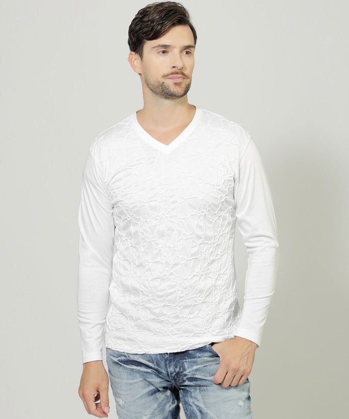 【近年／未使用級】EPOCA UOMO エポカウォモ 花柄 ストライプ Tシャツ スズランプリントシャツ（M1M49433＿＿） | EPOCA UOMO