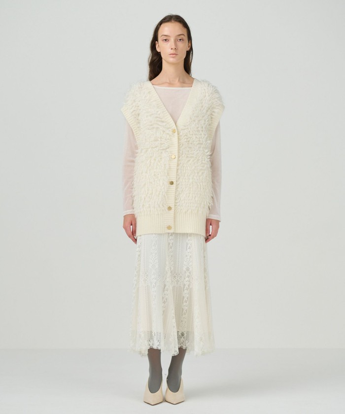 GRACECONTINENTAL ストライプレースフレアスカート キナリ 38 GRACECONTINENTAL ストライプレースフレアスカート キナリ 38