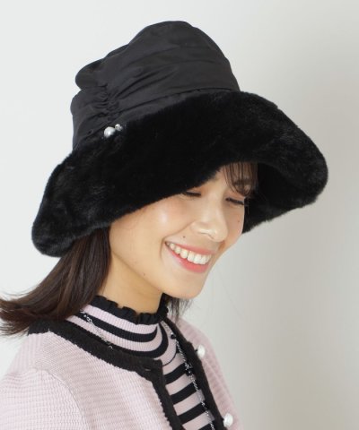 フェイクファーコンビ バケットハット