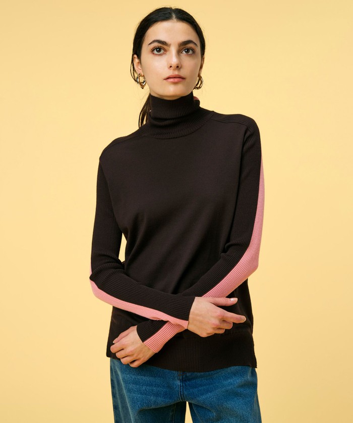 BEIGE 【洗える】LA MONNAIE / タートルネックニット BORDEAUX×PINK 4 BEIGE 【洗える】LA MONNAIE / タートルネックニット BORDEAUX×PINK 4