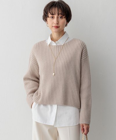 【Oggi2月号掲載/洗える】カシミヤブレンド クロップド ニット
