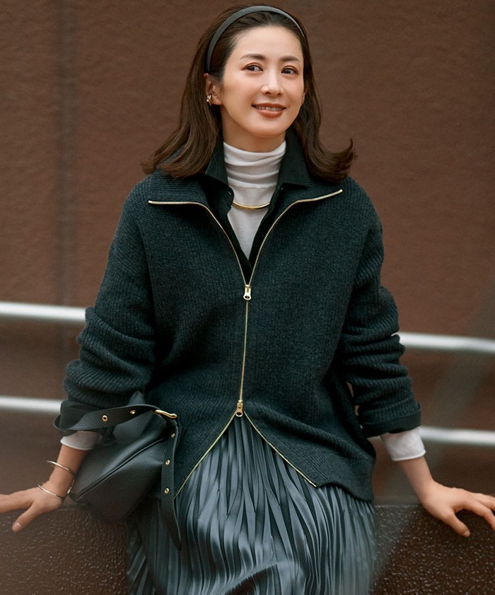 洗える】カシミヤブレンド ジップアップ ニットブルゾン(506952570