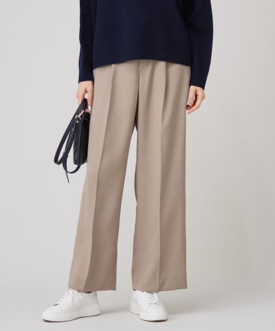 【洗える】ツイステッドダブルクロスワイドストレート パンツ
