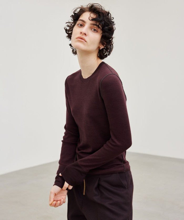 BEIGE 【洗える】FORD / クルーネックトップス BORDEAUX×CGRAY 4 BEIGE 【洗える】FORD / クルーネックトップス BORDEAUX×CGRAY 4