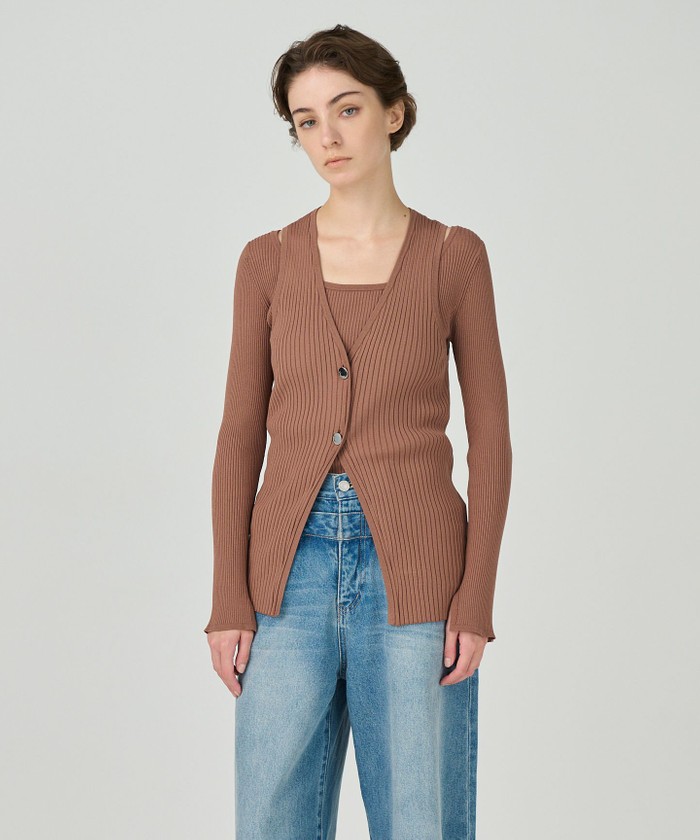 GRACECONTINENTAL リブニットベスト ブラウン 36