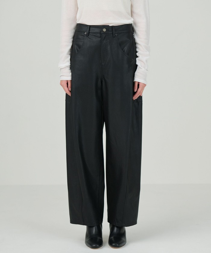 GRACECONTINENTAL クラッシュレザーエッグパンツ ブラック 38 GRACECONTINENTAL クラッシュレザーエッグパンツ ブラック 38