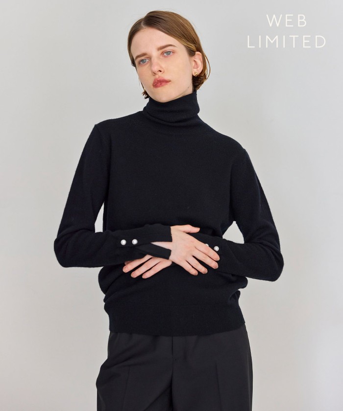 マーガレットハウエル ニット タートルネック ハイゲージ リブ編み ベージュ MARGARET HOWELL｜マーガレット・ハウエルのニット/セーター通販