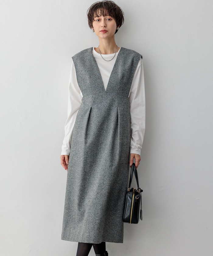 美品！シルクネップヘリンボーン オールインワン ワンピース シルクネップヘリンボーン オールインワン ワンピース(506982744