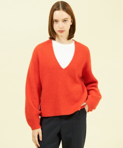 フラッフィーVネックニットプルオーバー