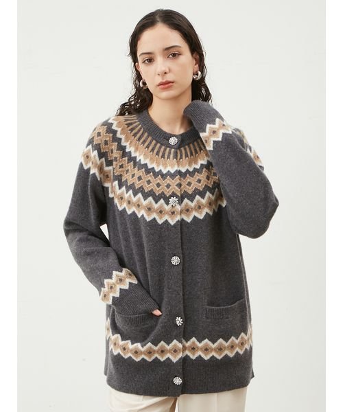 ビジュー釦ノルディックラメガウンカーディガン(506988559)｜阪急  