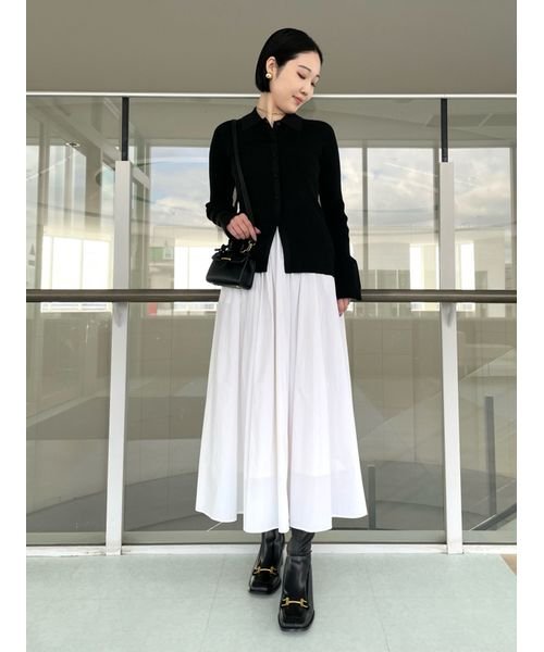 WEB限定カラー】ポロ衿ニットタックギャザースカートコーデSET  