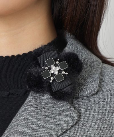 フェイクファーフラワー エポブローチ