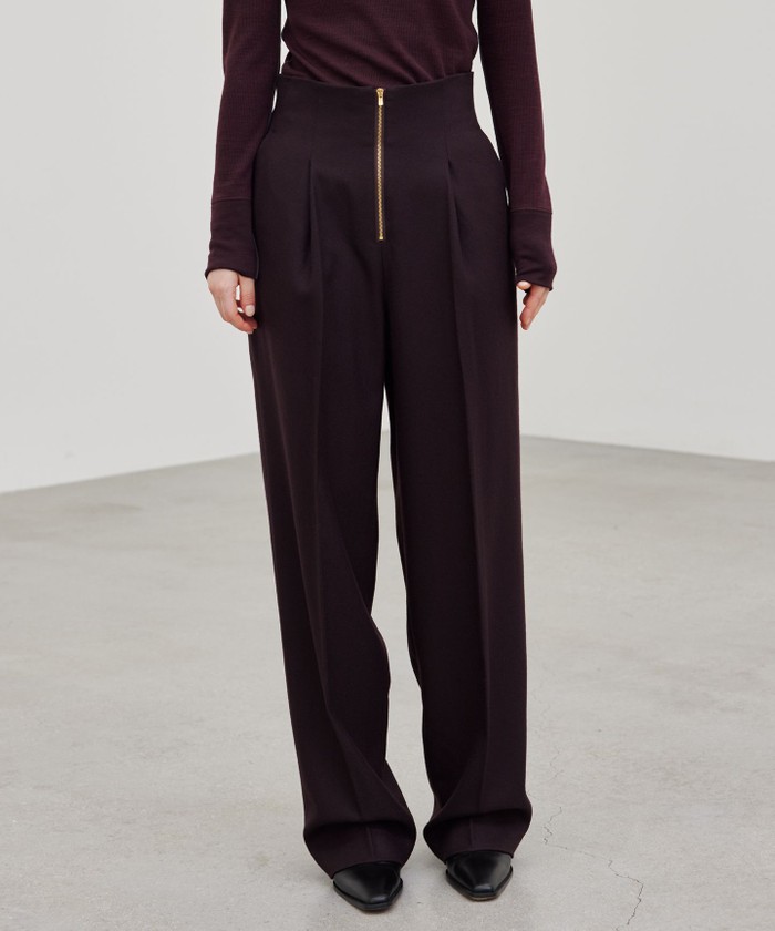 BEIGE TERNES / フロントジップワイドパンツ BORDEAUX 6