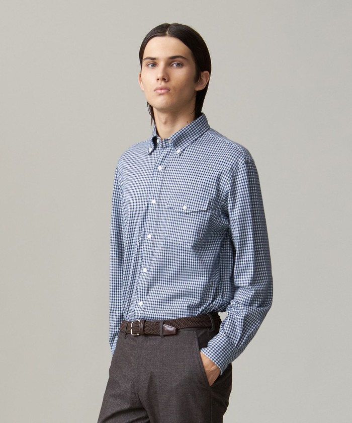 【美品・タグ有】MAATEE&SONS カシミアギンガムシャツ 3 ギンガムチェック コットンネルジャージシャツ(507073811)｜HANKYU