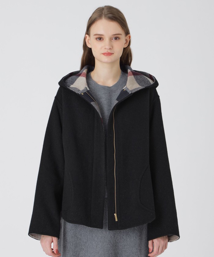 クレストブリッジチェックトーナルリバーフェイスショートコート