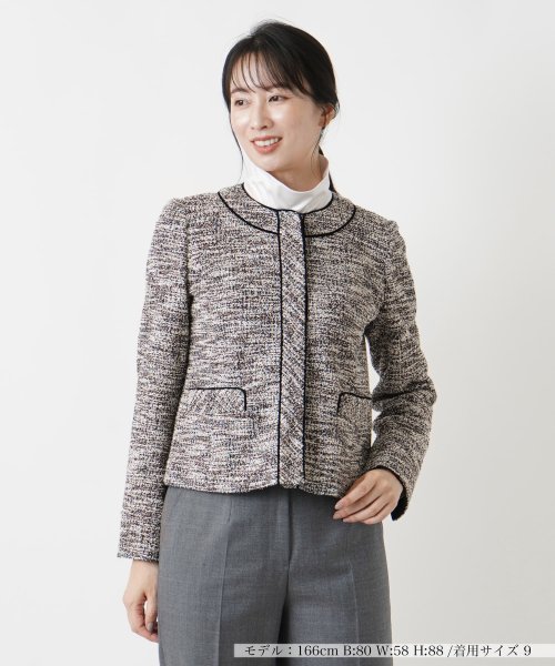 ラメツイードノーカラージャケット【セレモニー】【Leilian WHITE LA 