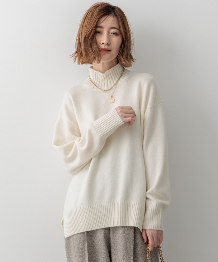 杏さんセレクトカラー】カシミヤブレンド ハイネック ニット