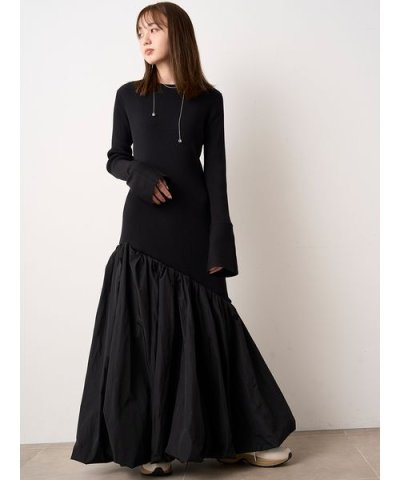 ニットドッキングアシンメトリーワンピース