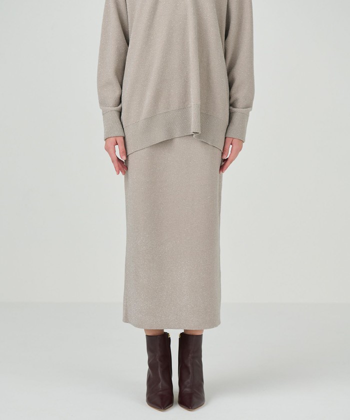 GRACECONTINENTAL ラメタイトニットスカート ベージュ 36