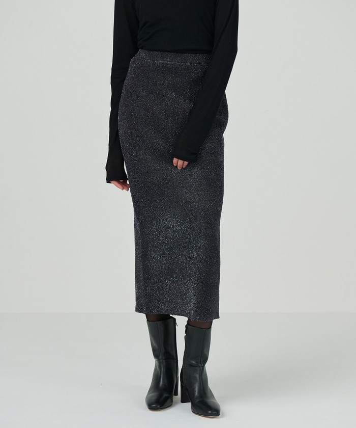 GRACECONTINENTAL ラメタイトニットスカート ブラック 36