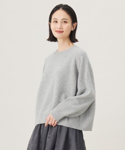 【洗える】ウールカシミヤブレンドラメスパンコールクルーネック ニット
