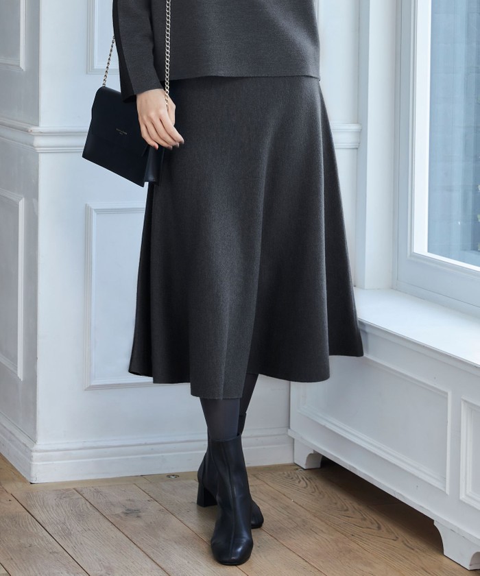 グレー系｜Aラインスカート｜自由区 (Lサイズ)(ジユウクエル)｜阪急