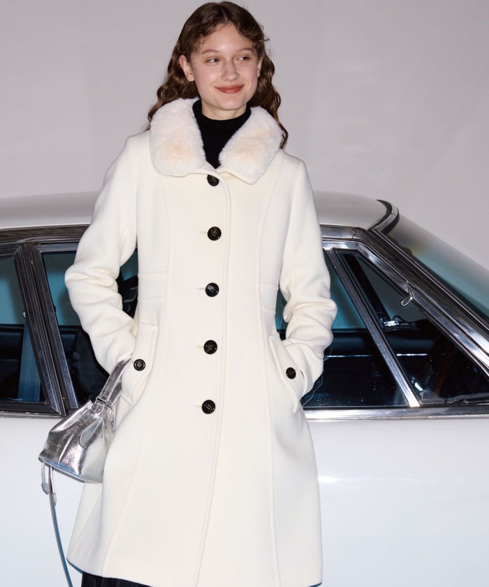 ファインウールダブルビーバースタンドカラーコート(506844347)｜阪急