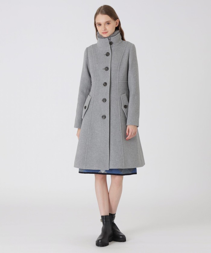 ファインウールダブルビーバースタンドカラーコート(506844347)｜阪急