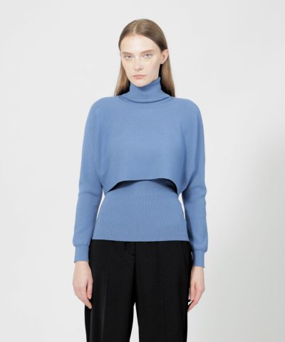 レイヤードリブタートルニット