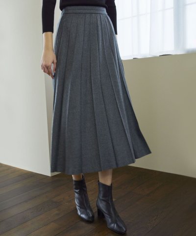ストレッチウールフラノ プリーツスカート