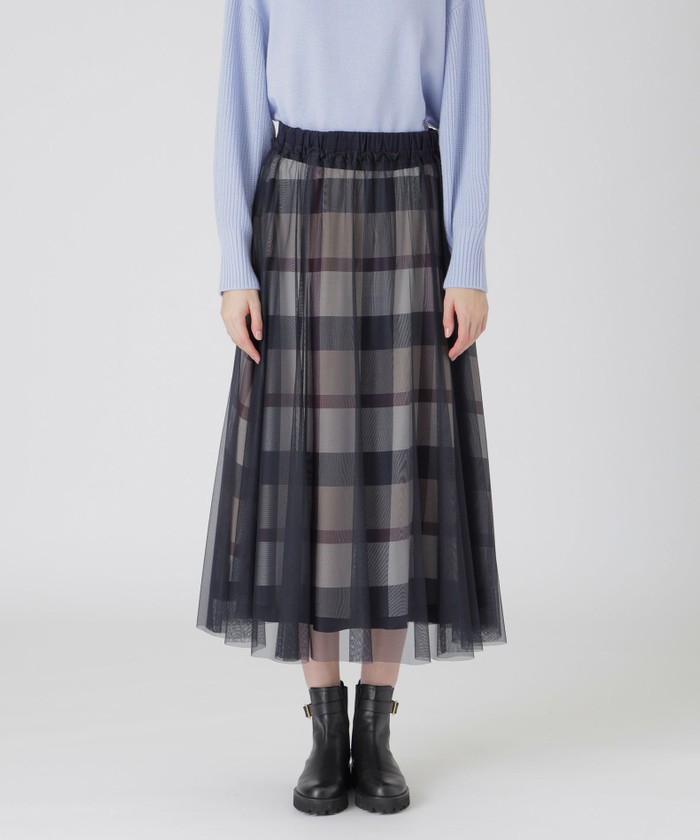 【状態良好】店舗限定レア☆ブルーレーベルクレストブリッジ☆チュールコンビスカート BLUE LABEL CRESTBRIDGE スカート 「一部店舗限定」クレスト