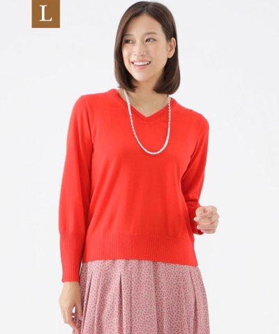 【L】【WEB・一部店舗限定】【ウォッシャブル】スーパーファインウールVネックプ