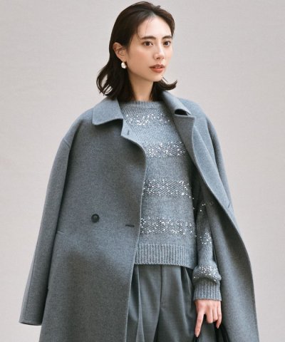 【滝沢眞規子さん着用/一部店舗限定】スパングルボーダー ニット
