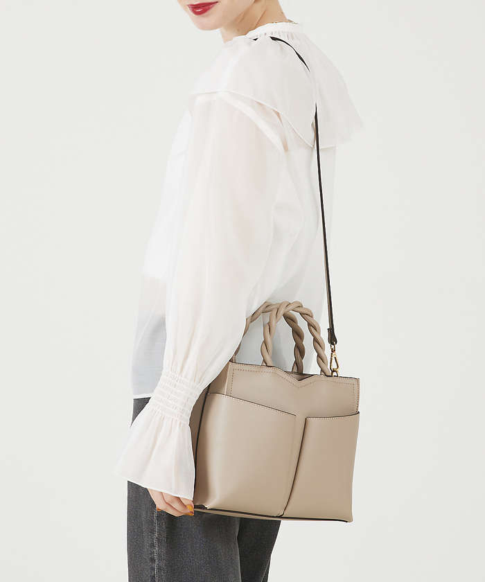 LOWELLThings Twiste/ダブルポケット2WAYトート M ベージュ F