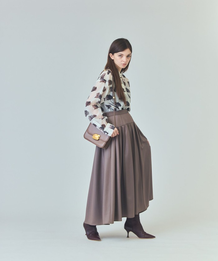 GRACE CONTINENTAL グレー フレアスカート シャイニーフレアスカート / GRACE CONTINENTAL | GRACE