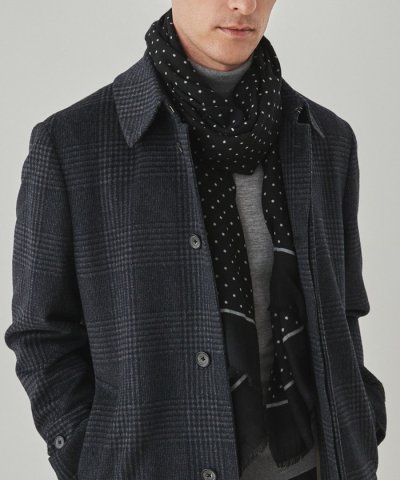 【WOOL100％】大判ドットットプリントストール