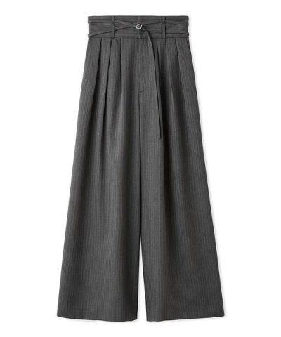 ハイウエストべルトデザインワイドパンツ