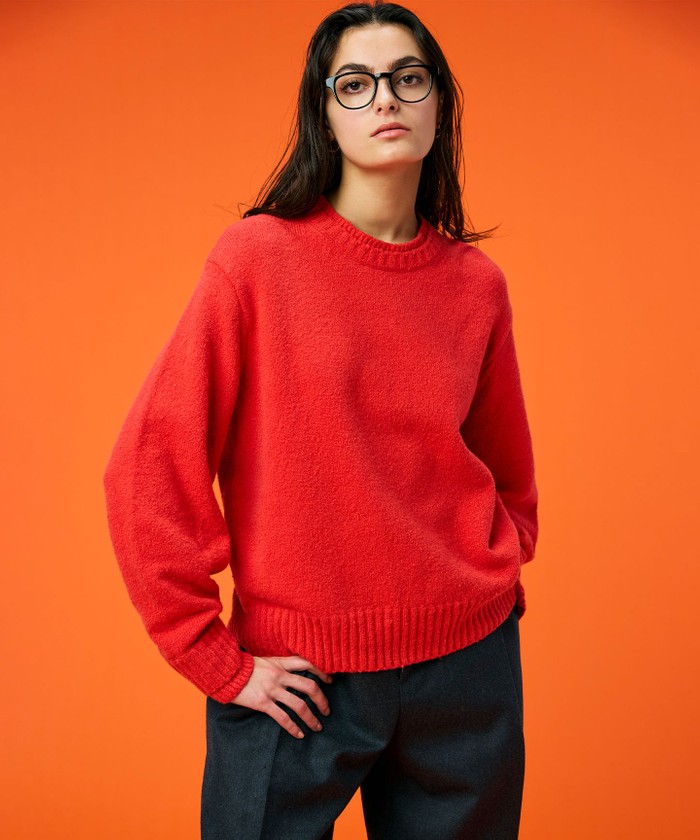 BEIGE 【洗える】BERTAINA / 配色リンキングクルーネックニット REDORANGE×MILKTEA 32 BEIGE 【洗える】BERTAINA / 配色リンキングクルーネックニット REDORANGE×MILKTEA 32