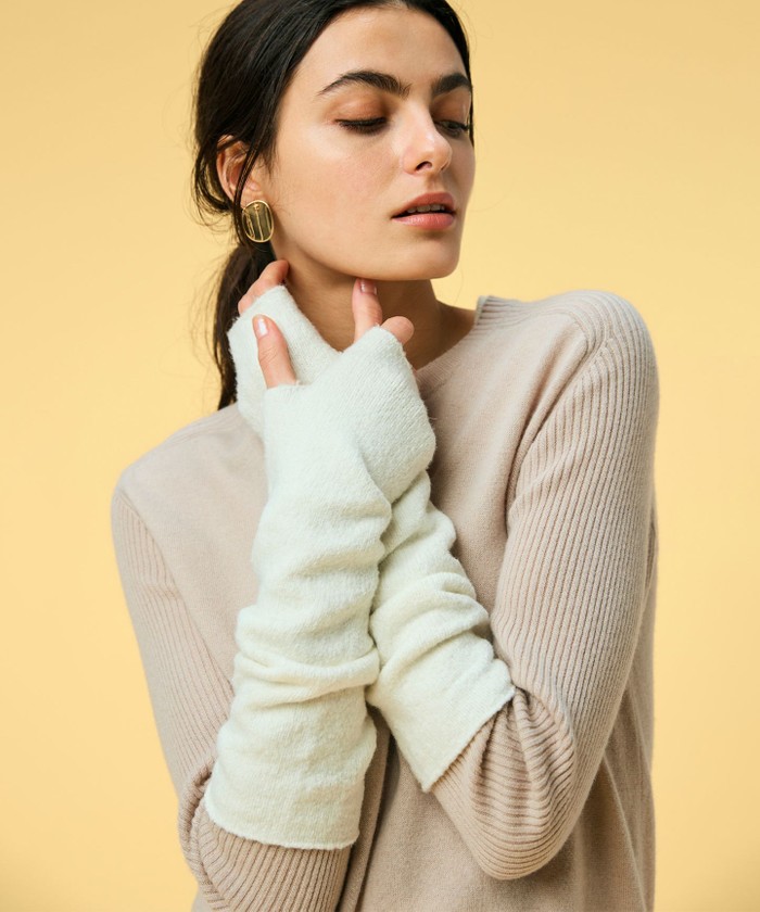 BEIGE 【洗える】BERTAINA / コットンアームウォーマー ECRU×NAVY F BEIGE 【洗える】BERTAINA / コットンアームウォーマー ECRU×NAVY F